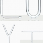 Conexão de vidro em Y, T, L, U